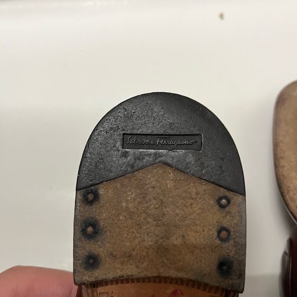 Ferragamo Salvatore Mens single monk strap shoe Burgandy / Brass 8.5 - Picture 6 of 6